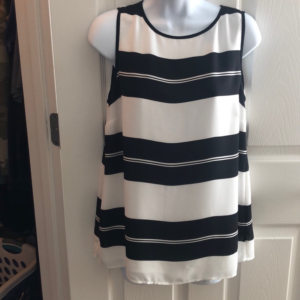 Black and white striped blouse